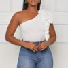 Always There Ruffle Bodysuit (White)- FINAL SALE