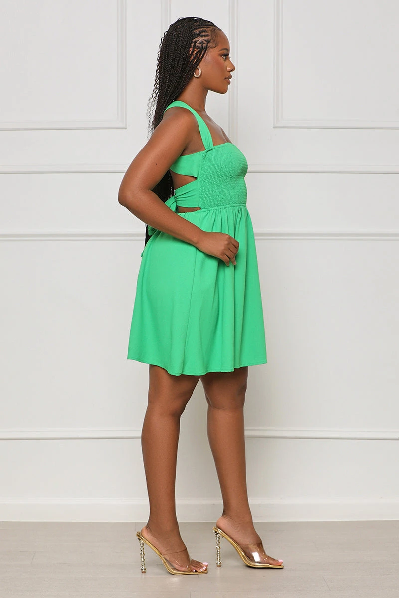 Summer Dream Halter Top Mini Dress (Green) 4 Summer Dream Halter Top Mini Dress (Green) - Image 4