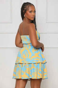 Cabo Adventures Cut Out Mini Dress (Blue Multi) -Lilly's Kloset lilly6 13 2336995