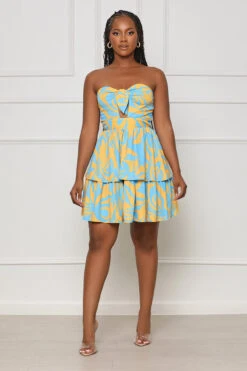 Cabo Adventures Cut Out Mini Dress (Blue Multi) -Lilly's Kloset lilly6 13 2337034