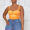 Lace Sweetheart Bodysuit (Orange)- FINAL SALE
