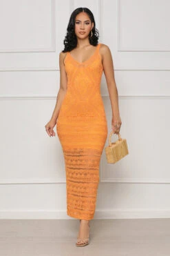 Timeless Dates Knit Midi Dress (Orange) -Lilly's Kloset lilly6 20 2338994