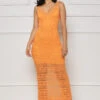 Timeless Dates Knit Midi Dress (Orange)