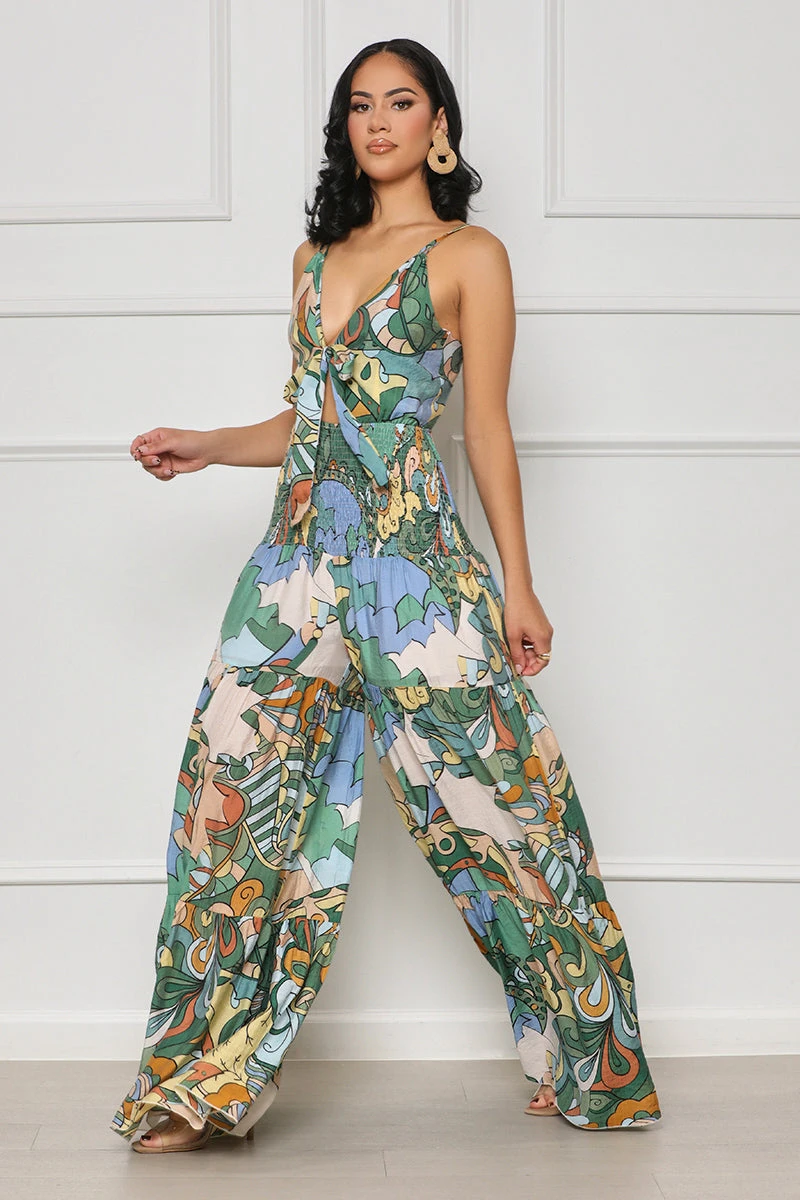Sun Charm Wide Leg Jumpsuit (Blue Multi) 2 Sun Charm Wide Leg Jumpsuit (Blue Multi) - Image 2