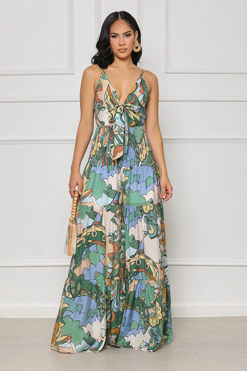 Sun Charm Wide Leg Jumpsuit (Blue Multi) 1 Sun Charm Wide Leg Jumpsuit (Blue Multi)