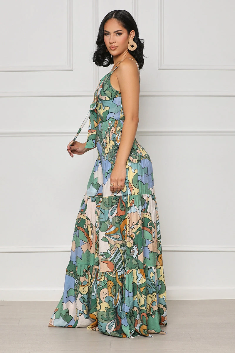 Sun Charm Wide Leg Jumpsuit (Blue Multi) 4 Sun Charm Wide Leg Jumpsuit (Blue Multi) - Image 4