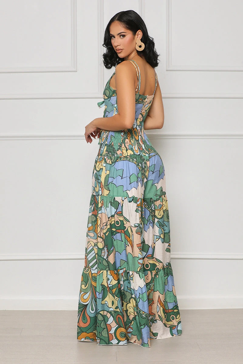 Sun Charm Wide Leg Jumpsuit (Blue Multi) 3 Sun Charm Wide Leg Jumpsuit (Blue Multi) - Image 3