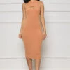 Best Headliner Ribbed Midi Dress (Tan)