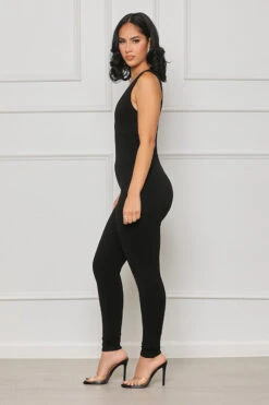 Contour Ribbed V-Neck Jumpsuit (Black) -Lilly's Kloset lilly6 20 2339247
