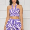 Set Standards Crop Skort Set (Purple Multi)