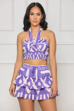 Set Standards Crop Skort Set (Purple Multi)