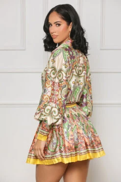 Passion Nights Button Up Skirt Set (Yellow Multi) -Lilly's Kloset lilly6 20 2339676