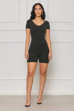 Backless Contour Ribbed Romper (Black) -Lilly's Kloset lilly6 20 2339720
