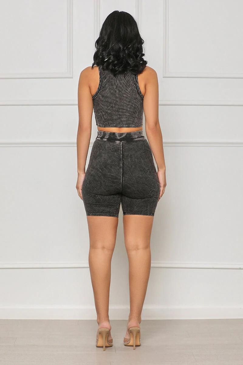 Contour Ribbed Biker Short Set (Black) 5 Contour Ribbed Biker Short Set (Black) - Image 5