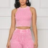 Contour Ribbed Biker Short Set (Pink)