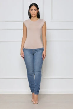 Bodycon Crew Neck Tee (Taupe)- FINAL SALE