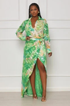 Smooth Talkin' Wrap Maxi Dress (Green Multi) 6 Smooth Talkin' Wrap Maxi Dress (Green Multi) -Lilly's Kloset lilly6 22 2340041