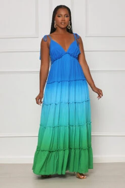 Full Of Color Ombre Maxi Dress (Blue Multi) -Lilly's Kloset lilly6 22 2340094