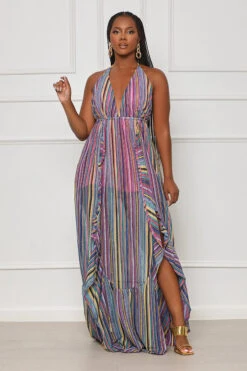 Memory Saved Knit Maxi Dress (Purple Multi) -Lilly's Kloset lilly6 22 2340138