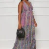 Memory Saved Knit Maxi Dress (Purple Multi)