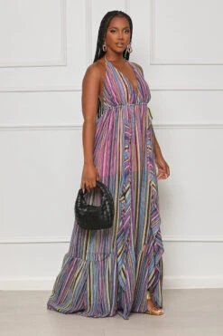 Memory Saved Knit Maxi Dress (Purple Multi)
