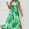 Exotic Hues One Shoulder Dress (Green Multi)
