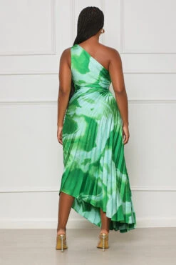 Exotic Hues One Shoulder Dress (Green Multi) -Lilly's Kloset lilly6 22 2340336