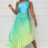 Sunset Love Pleated Midi Dress (Blue Multi)