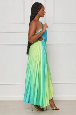 Sunset Love Pleated Midi Dress (Blue Multi) -Lilly's Kloset lilly6 22 2340385