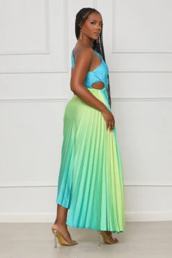 Sunset Love Pleated Midi Dress (Blue Multi) -Lilly's Kloset lilly6 22 2340399