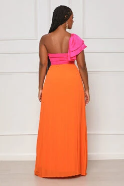 Feeling Reborn Pleated Maxi Dress (Orange Multi) -Lilly's Kloset lilly6 22 2340470