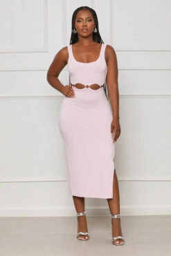 Clouded Haze Cut-Out Midi Dress (Purple)