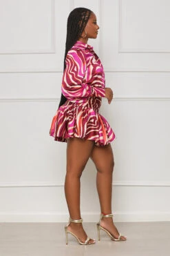 Night Sky Ruffle Zebra Dress (Purple Multi) -Lilly's Kloset lilly6 22 2340901