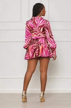 Night Sky Ruffle Zebra Dress (Purple Multi) -Lilly's Kloset lilly6 22 2340909