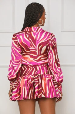 Night Sky Ruffle Zebra Dress (Purple Multi) -Lilly's Kloset lilly6 22 2340930