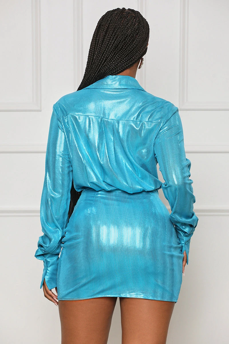 Fiery Nights Plunge Mini Dress (Blue) 6 Fiery Nights Plunge Mini Dress (Blue) - Image 6