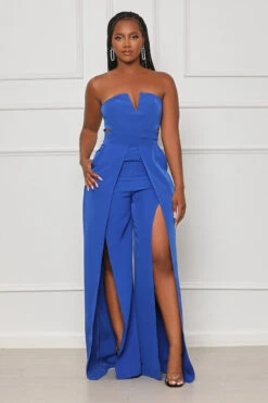 Everyday Class Strapless Jumpsuit (Blue)