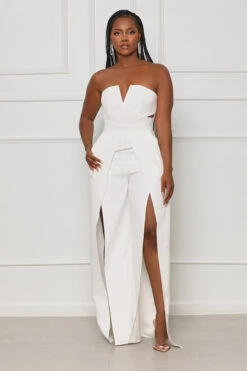 Everyday Class Strapless Jumpsuit (White)