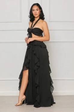 Tied To You Ruffle Maxi Dress (Black) -Lilly's Kloset lilly6 28 2343956