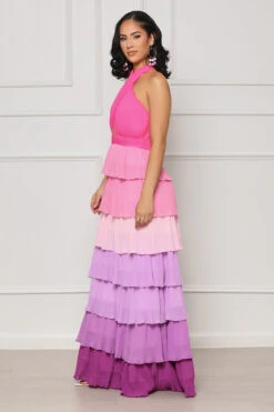 Vacation Haze Ruffle Maxi Dress (Pink Multi) -Lilly's Kloset lilly6 28 2344163