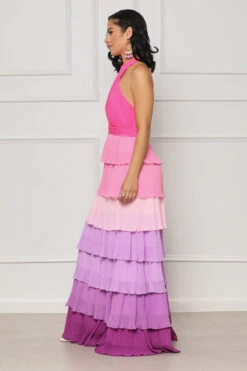 Vacation Haze Ruffle Maxi Dress (Pink Multi) -Lilly's Kloset lilly6 28 2344167