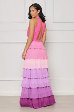 Vacation Haze Ruffle Maxi Dress (Pink Multi) -Lilly's Kloset lilly6 28 2344179