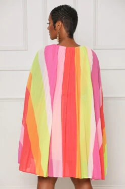 Day Trippin' Pleated Ombre Dress (Red Multi) -Lilly's Kloset lilly6 28 2344342