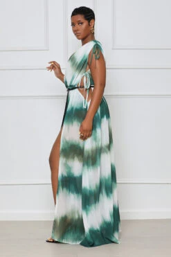 Cut Out Belted Maxi Dress (Green Multi)- FINAL SALE -Lilly's Kloset lilly6 7 22 15148