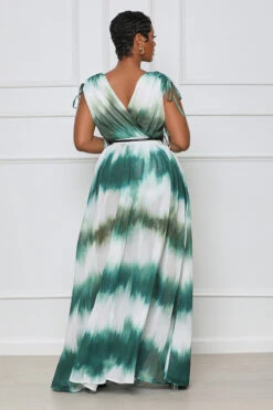 Cut Out Belted Maxi Dress (Green Multi)- FINAL SALE -Lilly's Kloset lilly6 7 22 15154