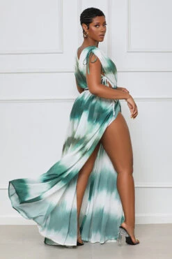 Cut Out Belted Maxi Dress (Green Multi)- FINAL SALE -Lilly's Kloset lilly6 7 22 15158