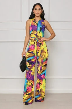 Luxury Views Full Zipper Jumpsuit (Yellow Multi) -Lilly's Kloset lilly7 11 2147952