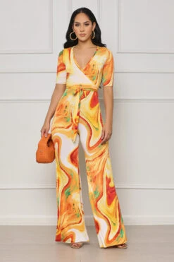 High Labels Marble Jumpsuit (Orange Multi)