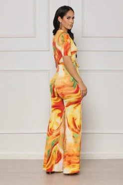 High Labels Marble Jumpsuit (Orange Multi) -Lilly's Kloset lilly7 11 2148252