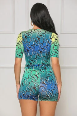 Sunrise Ready Ombré Romper (Green Multi) -Lilly's Kloset lilly7 11 2148335